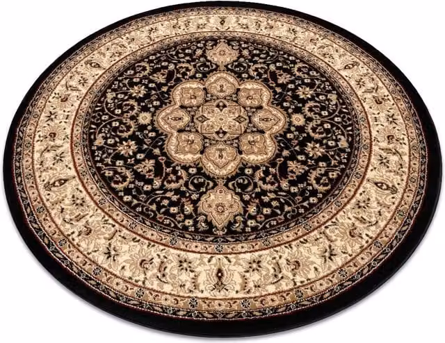 RugsX Royal Oriental Round Rug in Black, Diameter: 150 cm – 1