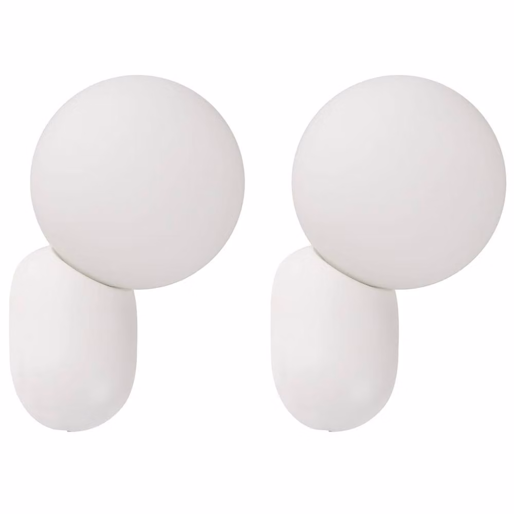 Wyld and Coco 2-Pack White Vintage Style Glass Globe Wall Lamps