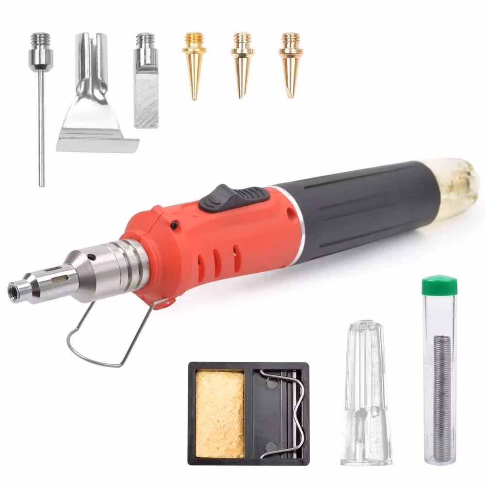 VOGREX Cordless Auto Ignition Butane Gas Soldering Iron Kit in Red and Multicolour – 3
