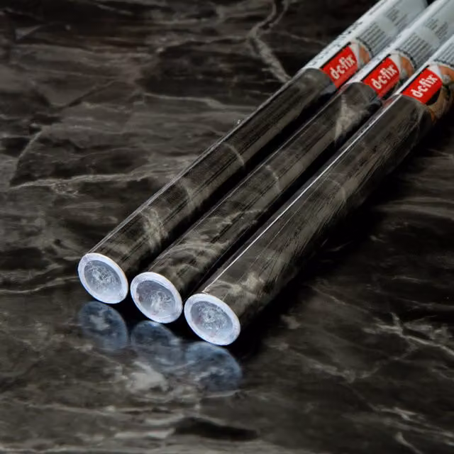 dc fix Marble Romeo Silver and Black Self Adhesive Vinyl Wrap for Worktops and Furniture, Pack of 3, W: 67.5 cm x L: 2 m