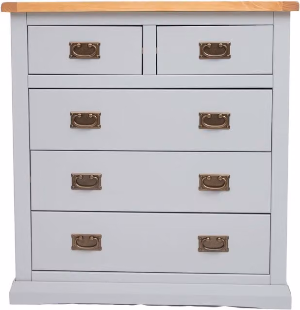 Cabinet Bits Loreo 5 Drawer Chest of Drawers in Light Grey with Gold Handles
