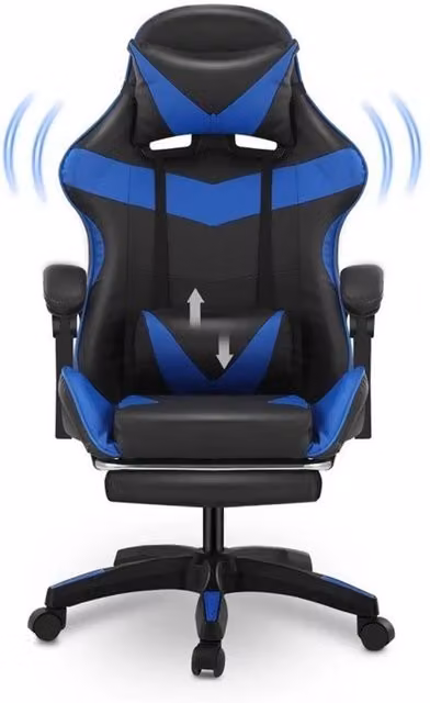 Nordara Black PU Leather Sport Racing Gaming Chair with Headrest and Armrests – 1