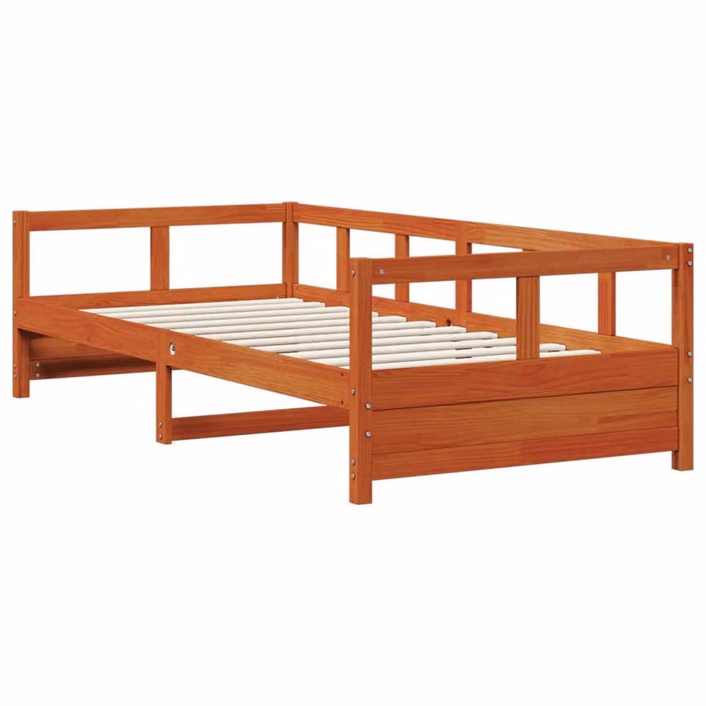 Berkfield Home Waxed Brown Solid Pine Daybed W/D/H: 200 x 90 x 56 cm – 3
