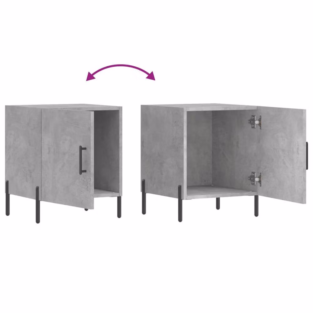 Berkfield Home Set of 2 Modern Bedside Cabinets in Concrete Grey, W/D/H: 40 x 40 x 50 cm – 3