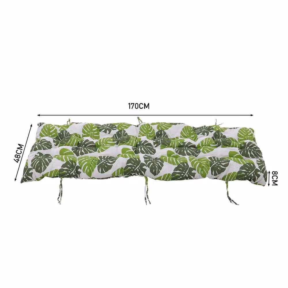 Kelvenix Tropical Banana Leaves Garden Bench Cushion in Green, W/D/H: 190 x 100 x 8 cm – 2