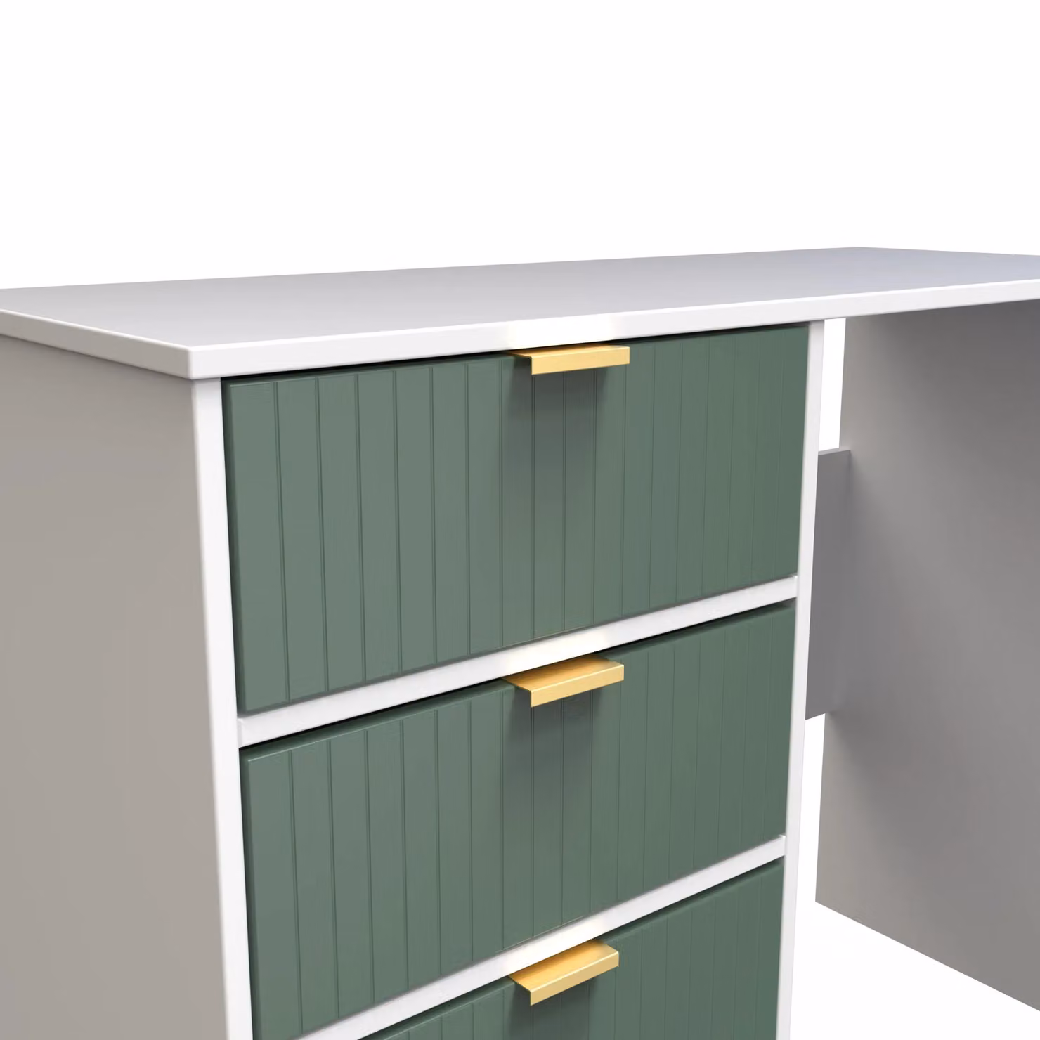 Ready Assembled 2 U Bexley 4 Drawer Vanity in Green with Gold Metal Accents – 4