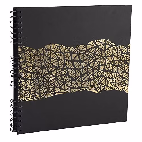 Exacompta ARAMY Spiral Photo Album, 60 Pages, Black and Gold, 32 x 32 cm