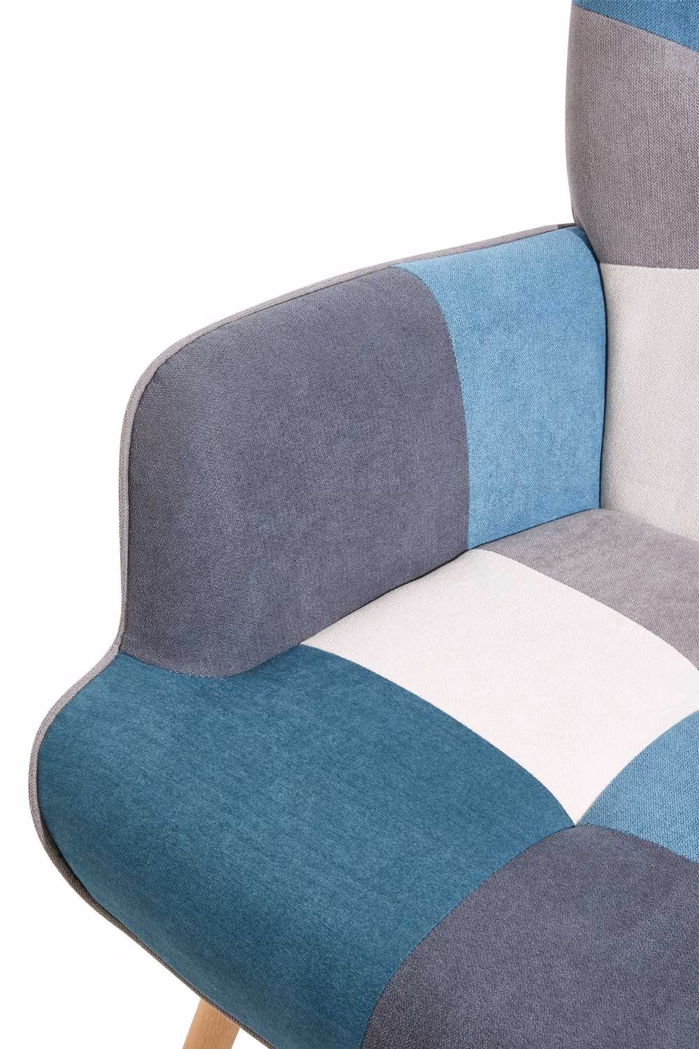 Living and Home Multicoloured Geometric Upholstered Wingback Armchair with Ottoman – 3