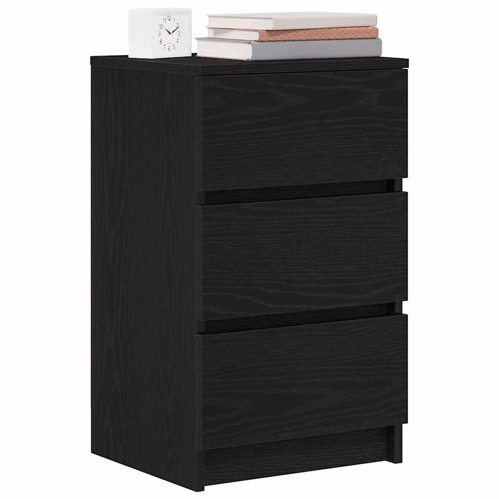 Berkfield Home Set of 2 Durable Black Bedside Cabinets with 3 Drawers, W/D/H: 39 x 35 x 65 cm – 4