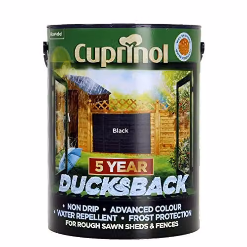 Cuprinol Ducksback Shed and Fence Paint, Black, 5L