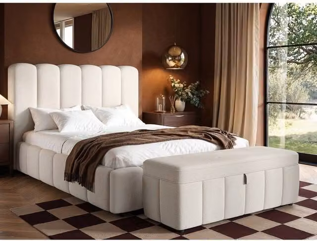 Solace+Co Emilie Upholstered Blanket Box in Cream – 1