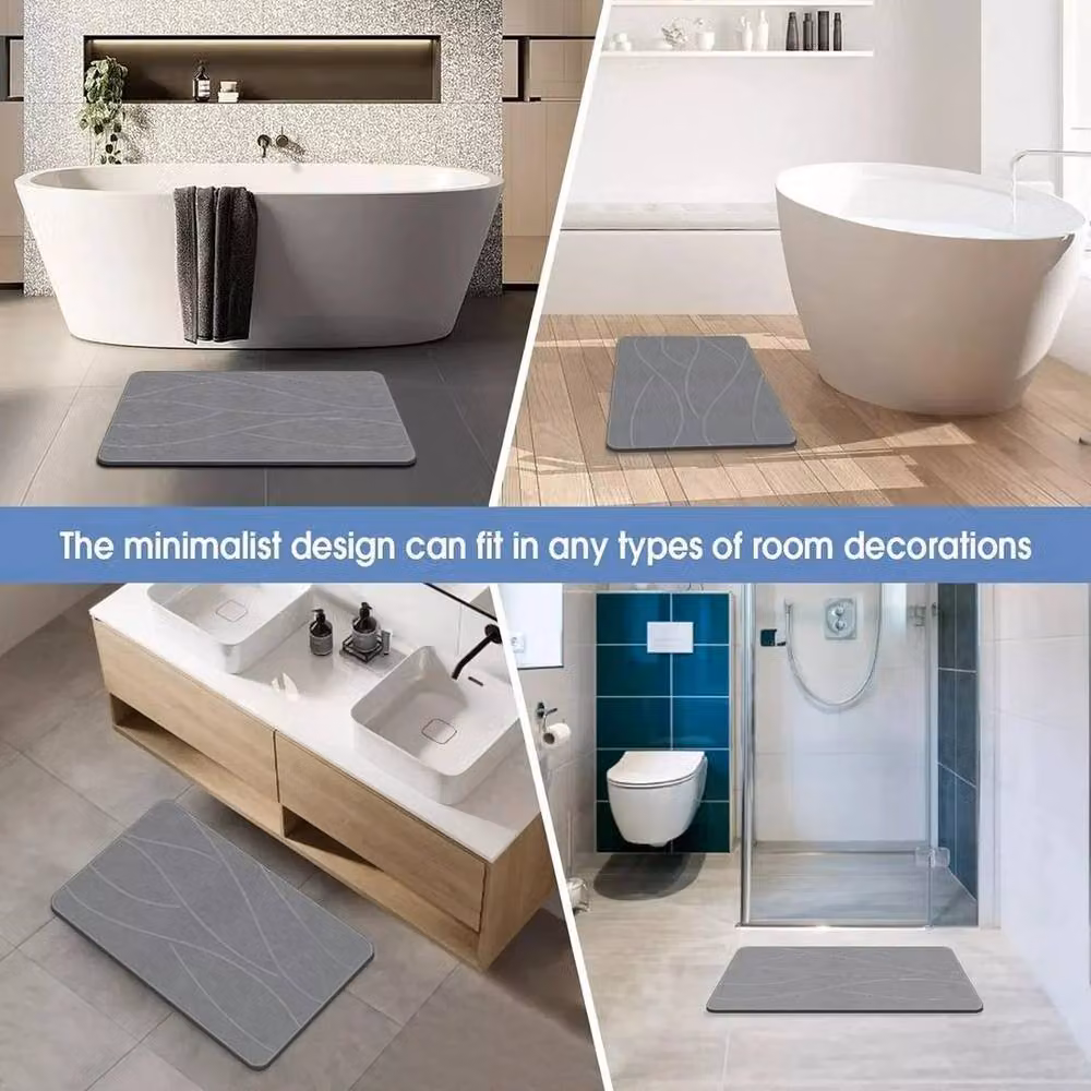 Kelvenix Diatomite Stone Bath Mat, Fast Drying, Grey, W/D/H: 60.0 x 39.0 cm – 3