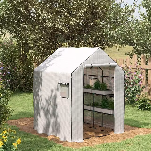 Outsunny White PE Replacement Cover for Walk-in Greenhouses