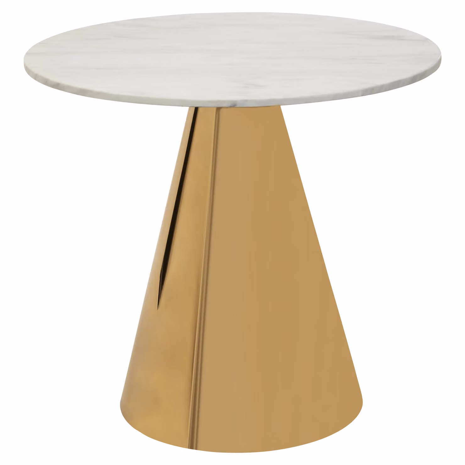 Orsina Azalea Round White Marble Top Dining Table in Gold – 2