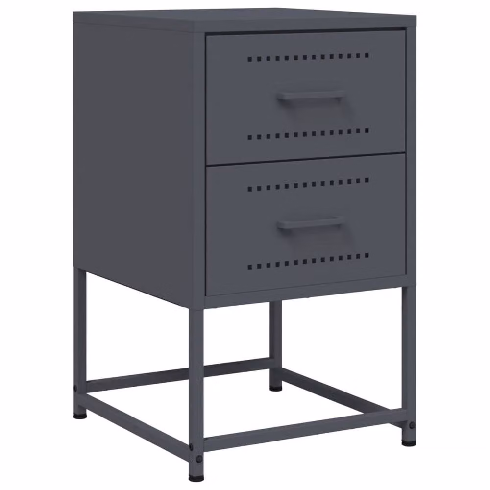 Berkfield Home Durable Metal Bedside Cabinet in Anthracite Grey, W/D/H: 36 x 39 x 60.5 cm – 3