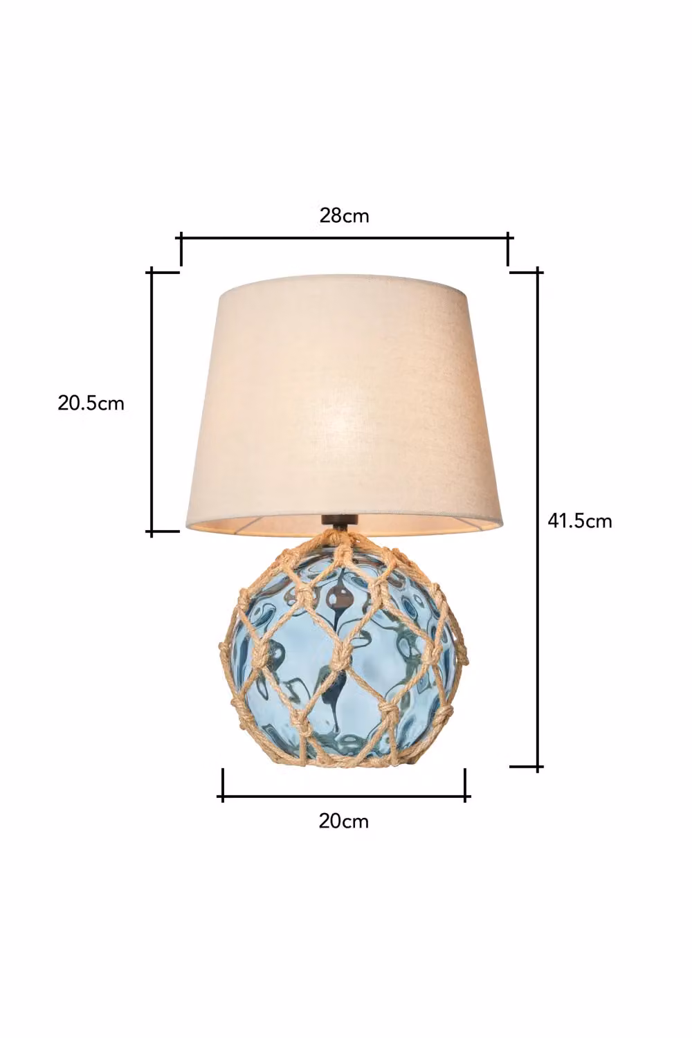 BHS Lighting Lucy Rope Dimmable Table Lamp in Blue and Transparent Glass – 2
