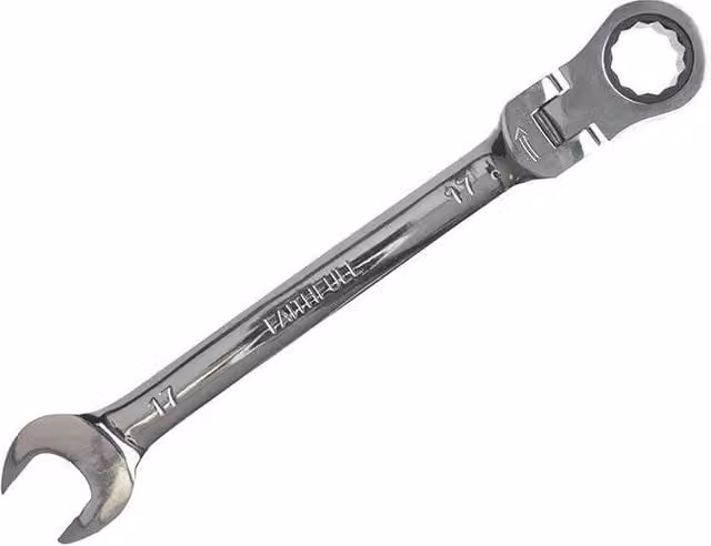 Faithfull Flex Head Ratchet Combination Spanner, 17mm, Silver Chrome Vanadium – 1