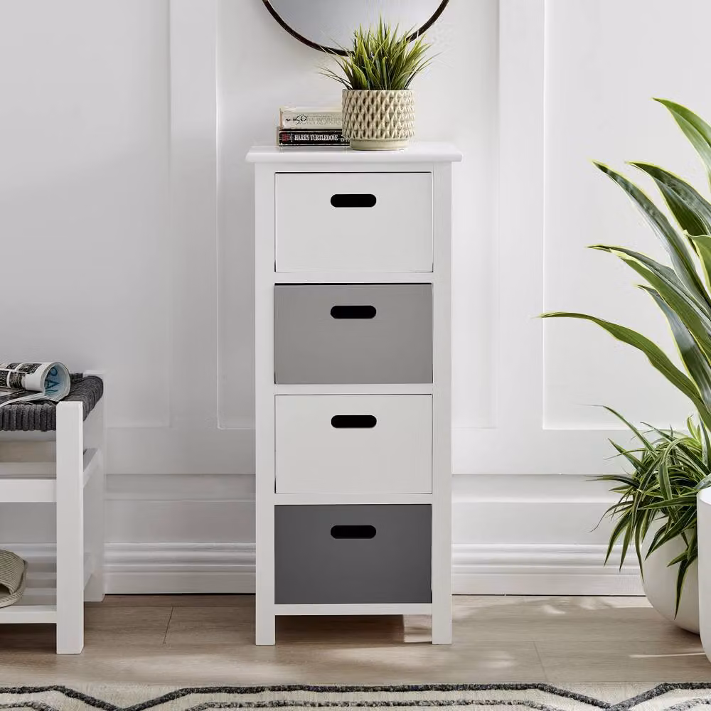 LIVIVO Nina 4 Drawer Storage Unit in White and Grey for Bathroom or Bedroom Use – 2