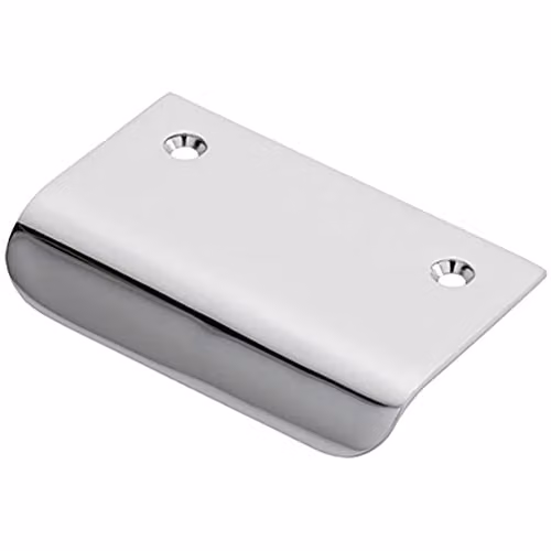 Loops Semi-Concealed Flush Pull Cabinet Finger Handle, Polished Chrome, 52mm Fixing Centres
