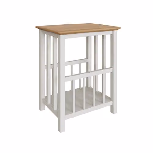 FWStyle White Oak Side Table with Magazine Rack, W: 55 cm, D: 45 cm, H: 35 cm