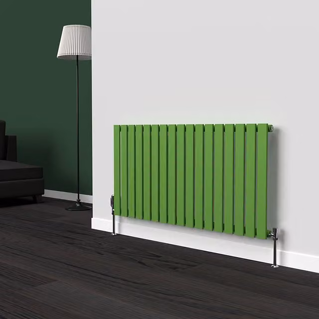 Lux Heat Flat Horizontal Single Coloured Radiator in Apple Green, W: 1190 mm, H: 600 mm