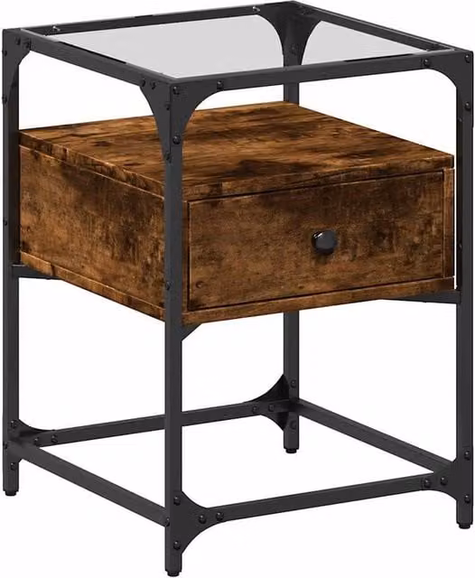 Berkfield Home Smoked Oak Bedside Cabinet in Brown, W/D/H: 40 x 40 x 55 cm – 1