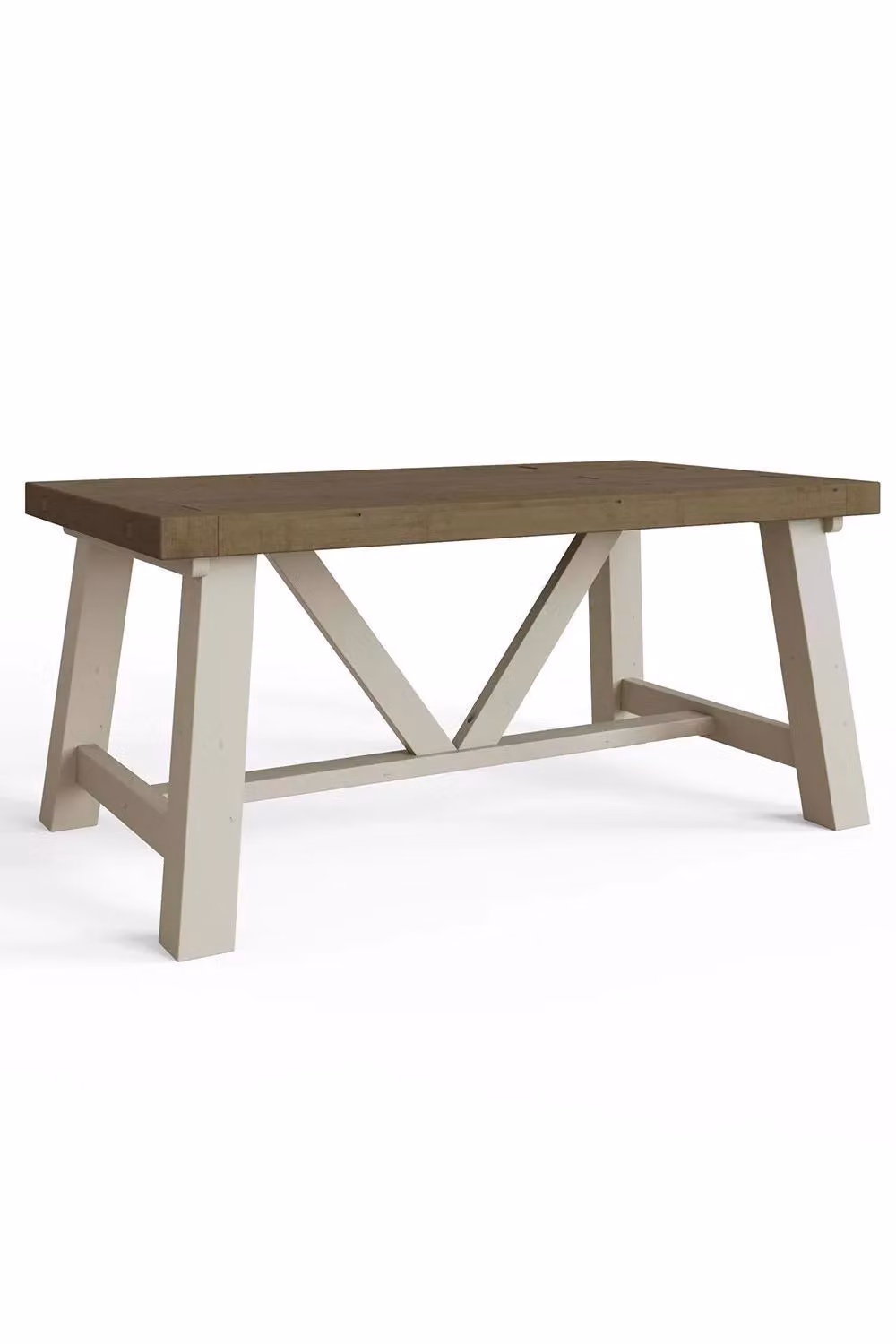 FWStyle Rustic Reclaimed Pine Trestle Dining Table in Beige and Brown, W: 160 cm, D: 100 cm, H: 70 cm – 4