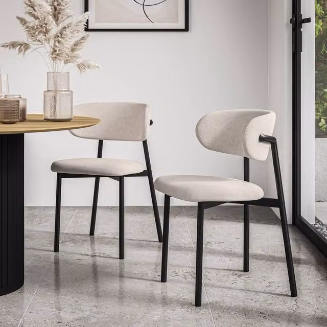 More4Homes Myla Linen Upholstered Dining Chairs Set of 2 in Beige – 1