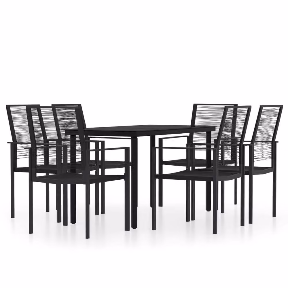Berkfield Home 7 Piece Modern Garden Dining Set in Black – 2