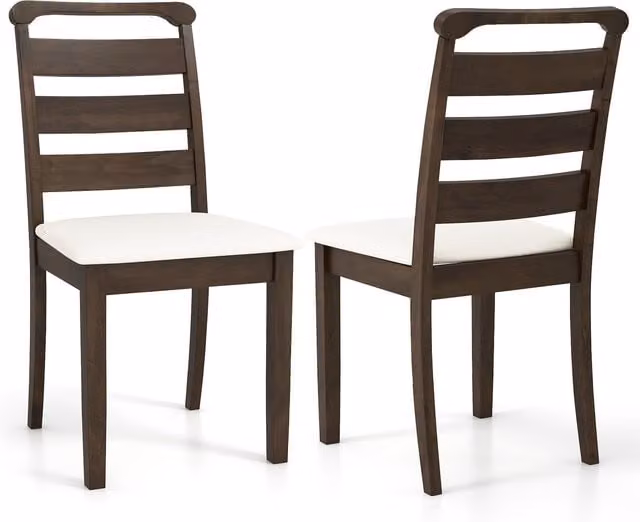 Costway Set of 2 Modern Brown Fabric and Wood Dining Chairs