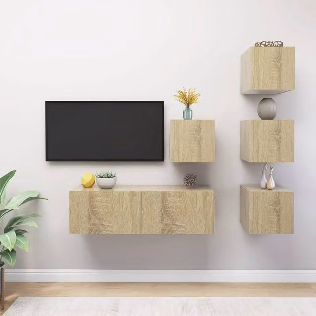 Berkfield Home 5 Piece Modern Sonoma Oak TV Cabinet Set in Brown