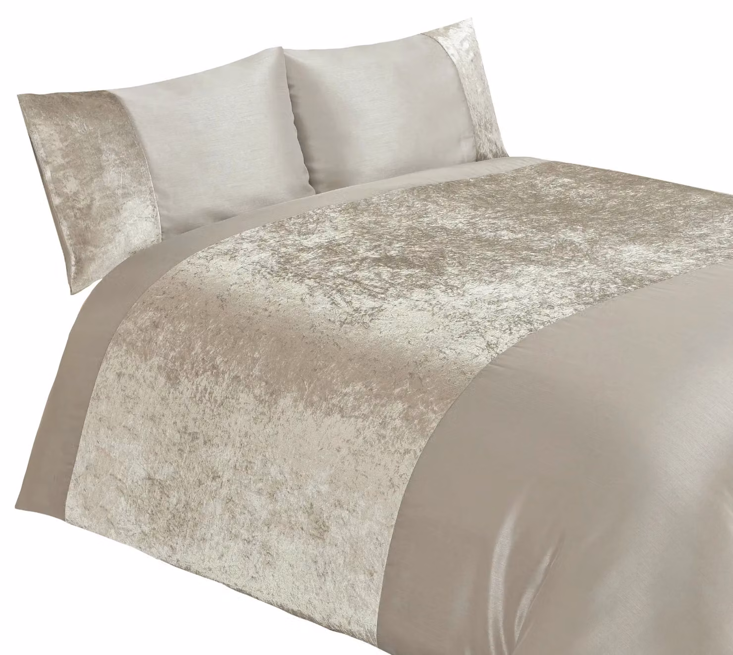 Rapport Home Velvet Plain Polyester Duvet Cover and Pillowcase Set in Beige, 140 x 200 cm – 2