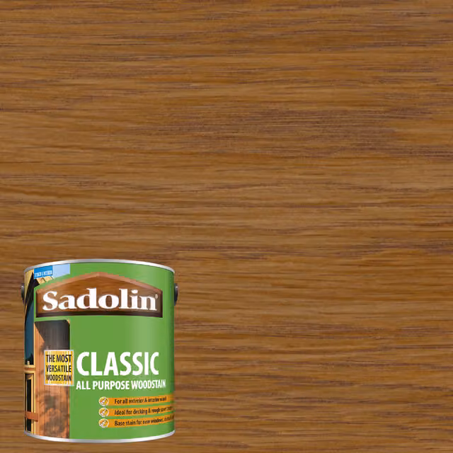 Sadolin Classic All Purpose Solvent Based Woodstain in Matt Oak Brown, 1 l