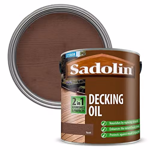 Sadolin Teak Decking Oil with UV Protection and Water Repellent, 2.5 l – 2