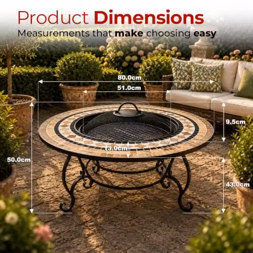 Centurion Supports Fireology BELUGA Opulent Garden and Patio Fire Pit Brazier, Coffee Table, Barbecue and Ice Bucket in Marble Finish – 6