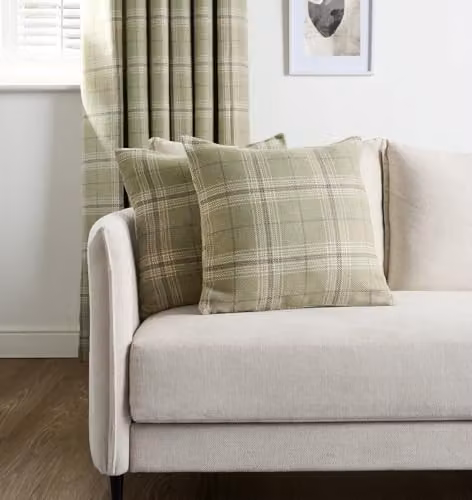 OHS Pack of 4 Green Woven Check Cushion Covers, 45 x 45 cm – 2
