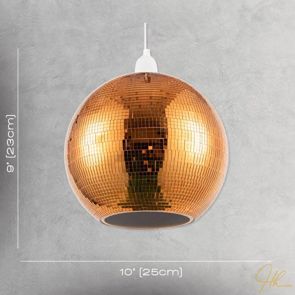 Happy Homewares Shiny Disco Mosaic Ball Pendant Shade in Orange Retro Style – 4