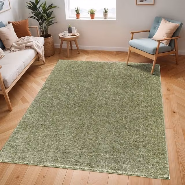 Livabliss Cloudy Shag Soft Plush Pile Living Room Rug in Green, W: 160 cm, L: 215 cm
