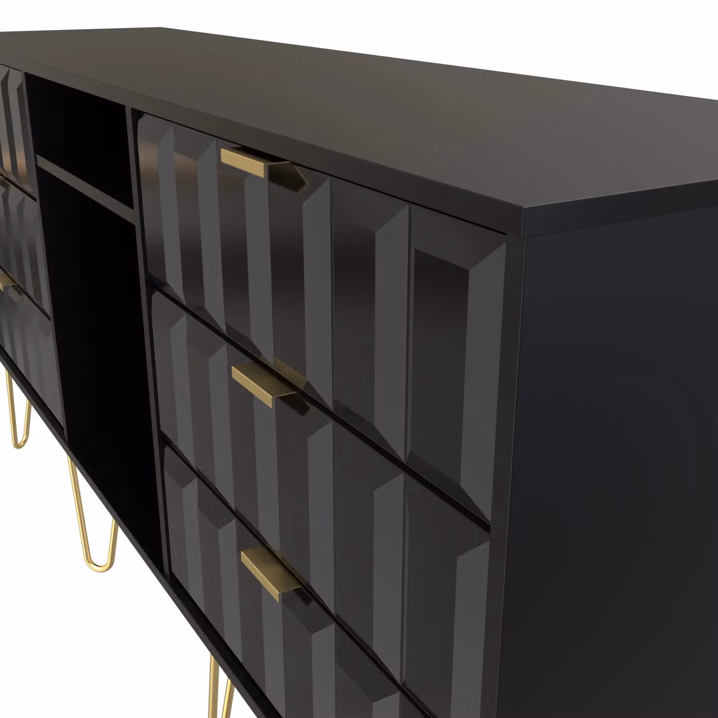 2 U Metro Ready Assembled 6 Drawer Sideboard in Black and Gold – 3