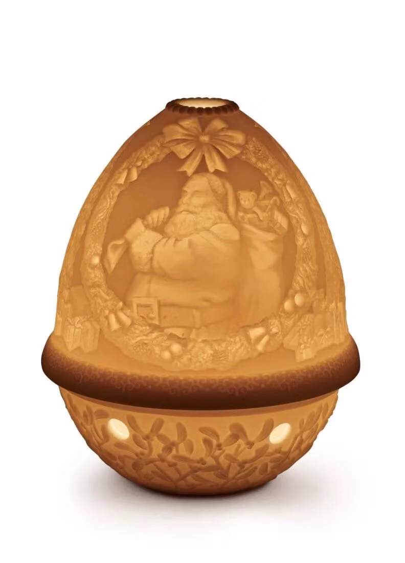 Lladró Santa Claus Lithophane Porcelain Tabletop Ornament in Beige