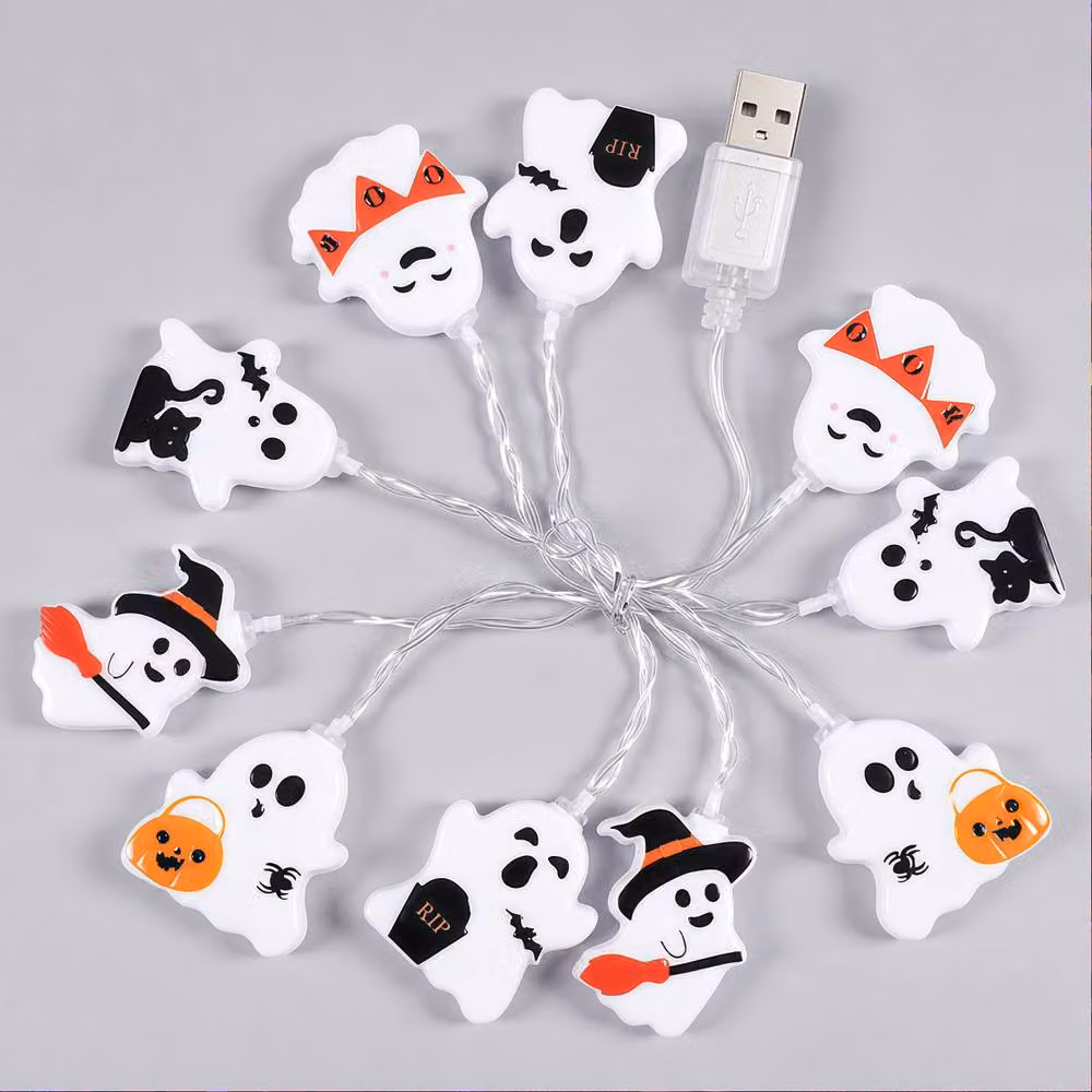 Lovii White Halloween Ghost LED String Lights with USB Hanging Decor – 2