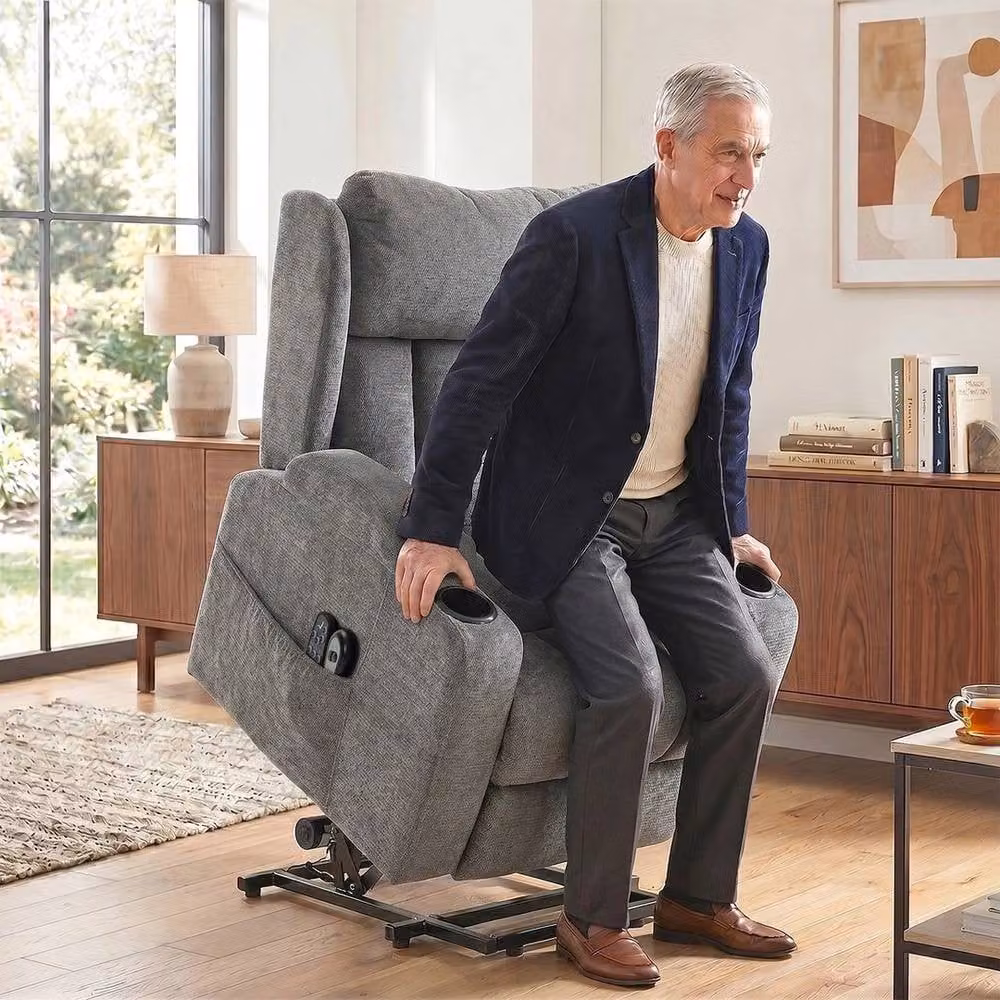 FORGEVIO Grey Fabric Power Recliner Chair with Massage, Heat and Lift Assist – 2