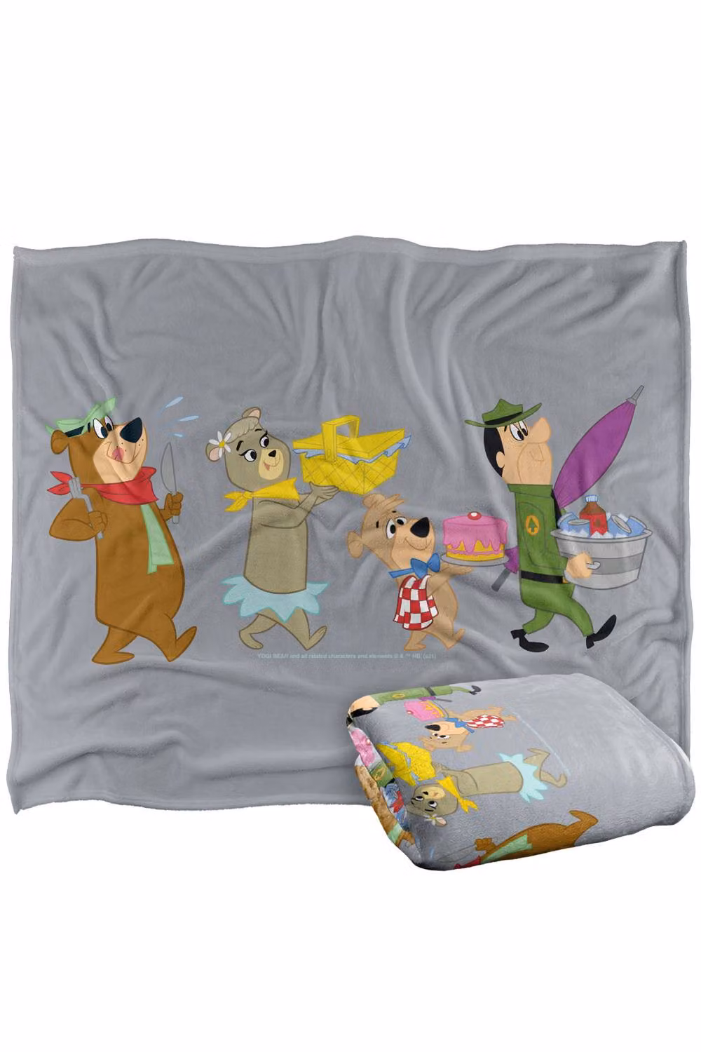 Warner Bros. Yogi Bear Marching To The Picnic Super Soft Fluffy Polyester Throw Blanket, Extra Large, Grey Multicolour – 2