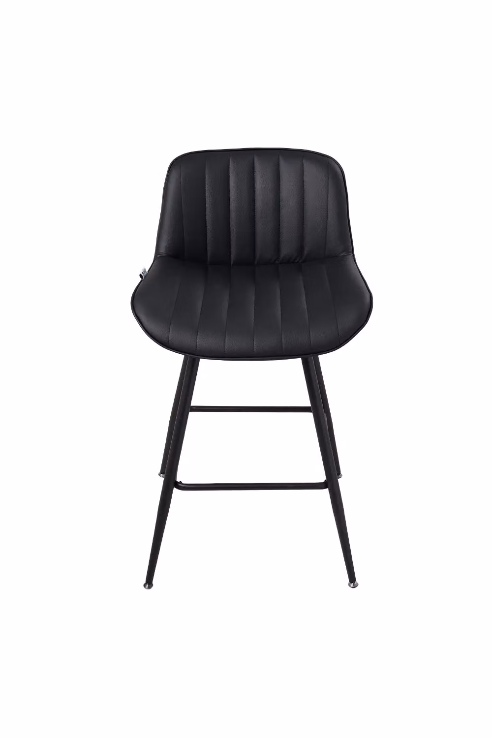Living and Home Set of 2 Black PU Leather Upholstered Bar Stools with Striped Minimalist Design – 5