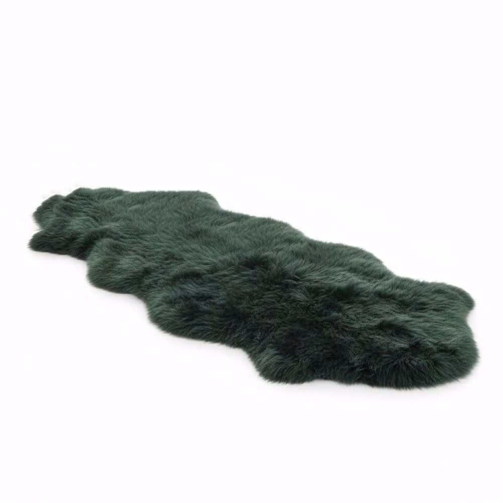 Infinity Leather Green Natural Wool and Real Sheepskin Large Rug, W: 180 cm, D: 60 cm – 2