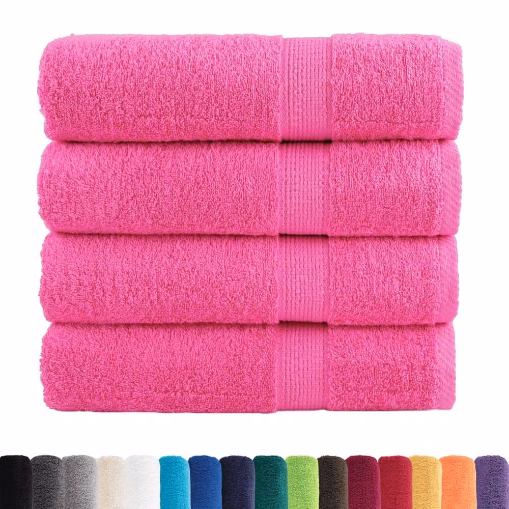 Berkfield Home SOLUND Premium Cotton Terry Shower Towels, Pink, 4 Pack, W: 70 cm, L: 140 cm, 600 gsm – 2