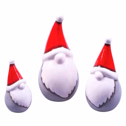 mysmartbuy Set of 3 Ceramic Scandinavian Christmas Gonk Ornaments in White and Multicolour – 3