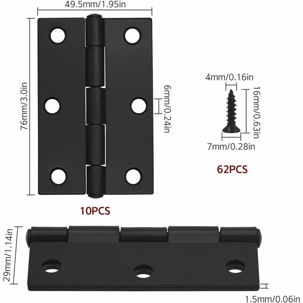 SPETLEK 10 Pack of Matt Black Steel Butt Hinges for Internal Doors – 2