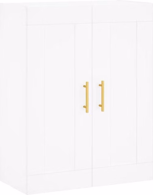 Berkfield Home Wall Mounted Cabinet in White and Gold, W/D/H: 69.5 x 34.0 x 90.0 cm