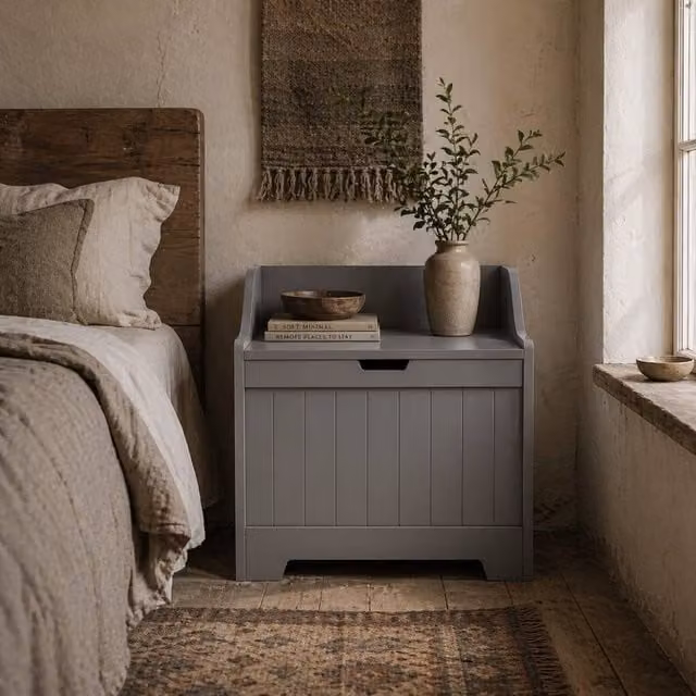 Wyld Haus Ralofa Grey MDF Storage Chest with Soft Close Lid, W/D/H: 56.5 x 38.0 x 56.0 cm – 1
